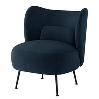 LOUNGESESSEL - Massivholz / Textil - Blau/Schwarz, Textil/Metall (61/78/71cm) - home24