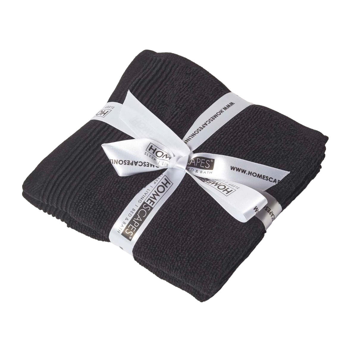 SEIFTUCH Excellence 2er-Set schwarz 30/30 cm - Schwarz, Textil (30/30cm) - Homescapes