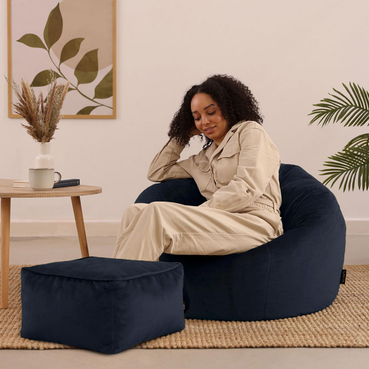 SITZSACK Kingston mit Hocker - Dunkelblau, Kunststoff/Textil (85/50/50cm) - icon