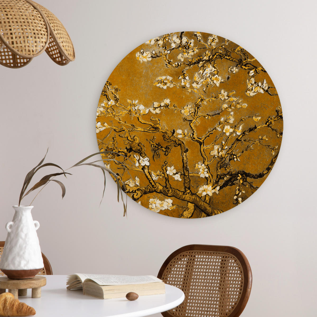 WANDBILD Mandelblüte - Kunst - Van Gogh - Gold 60x60 cm - Wengefarben, Kunststoff (60/60cm) - MuchoWow