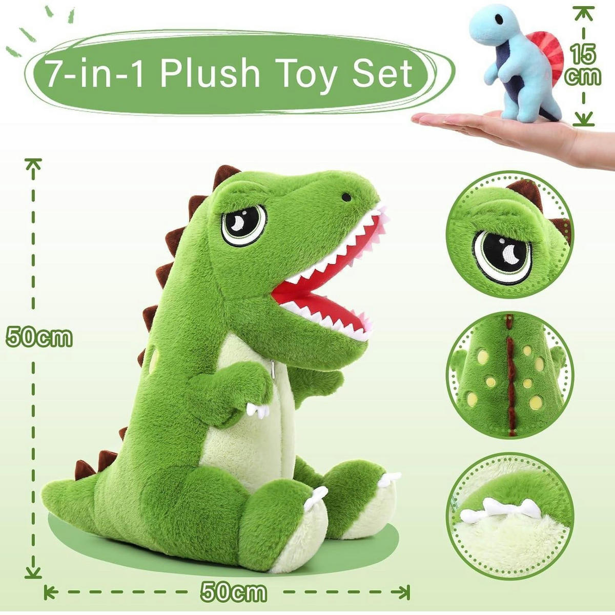 PLÜSCHTIER Dinosaurier mit Baby 50 cm Dunkelgrün - Grün, Textil (52/50cm)