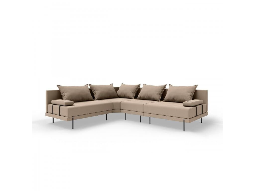 GARTENSOFA BAHAMA M - Links - Wetterfeste Balkonmöbel & Terrassenmöbel Außen - Moderne Lounge Möbel für Garten - Balkon & Terrasse - Beige - Beige, Kunststoff (298/75/222cm) - Trada