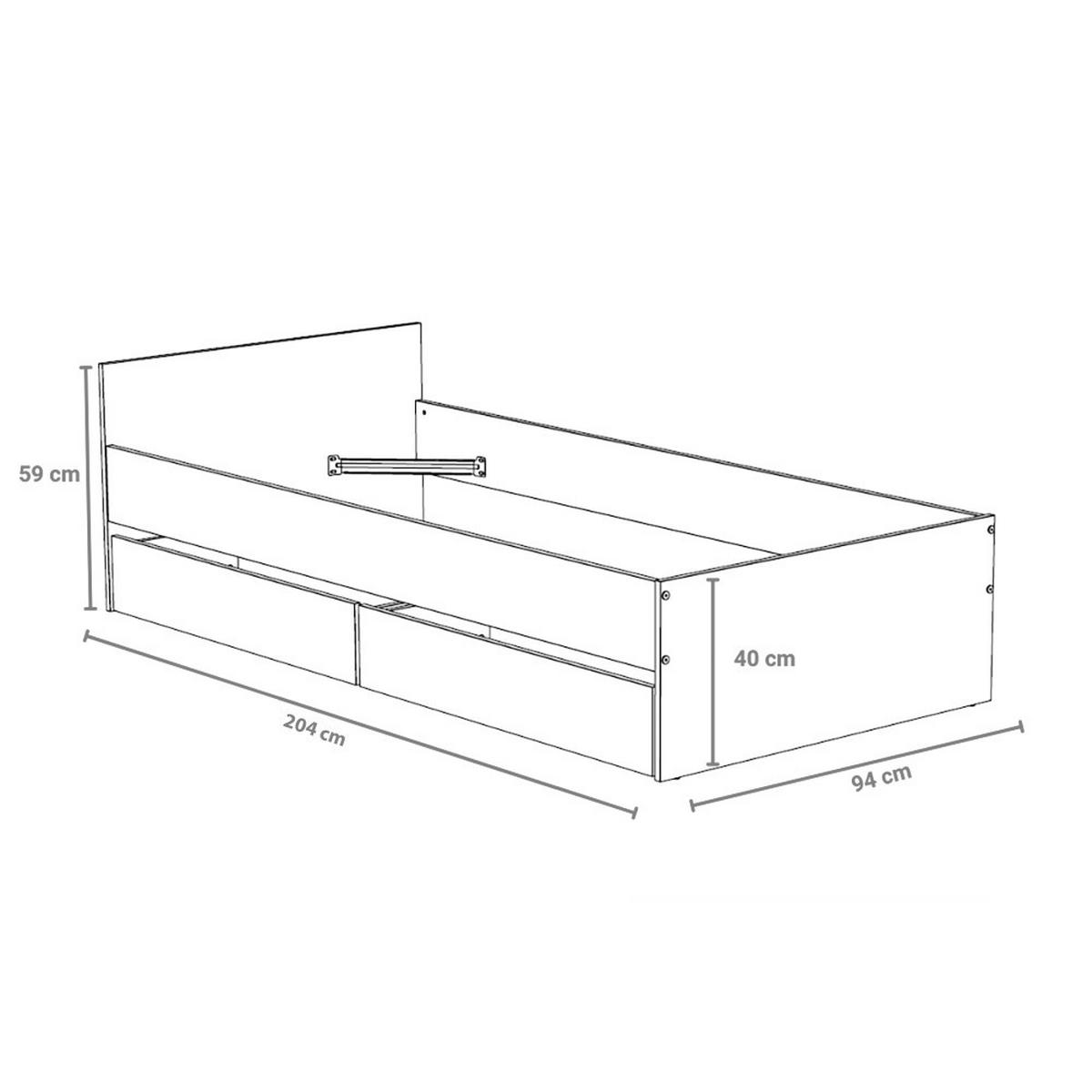 BETT KAPPA mit Schubladen/ Bett 90x190 - Weiß & Eiche Gebleicht Dekor - Multicolor, Holzwerkstoff (90/190cm) - Weber Industries