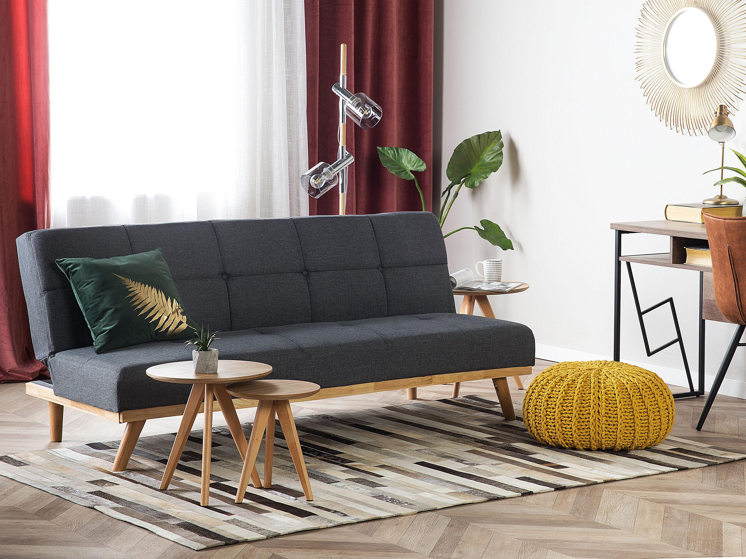 3-SITZER-SCHLAFSOFA dunkelgrau Froya - Grau, Textil (183/80/80cm) - Beliani