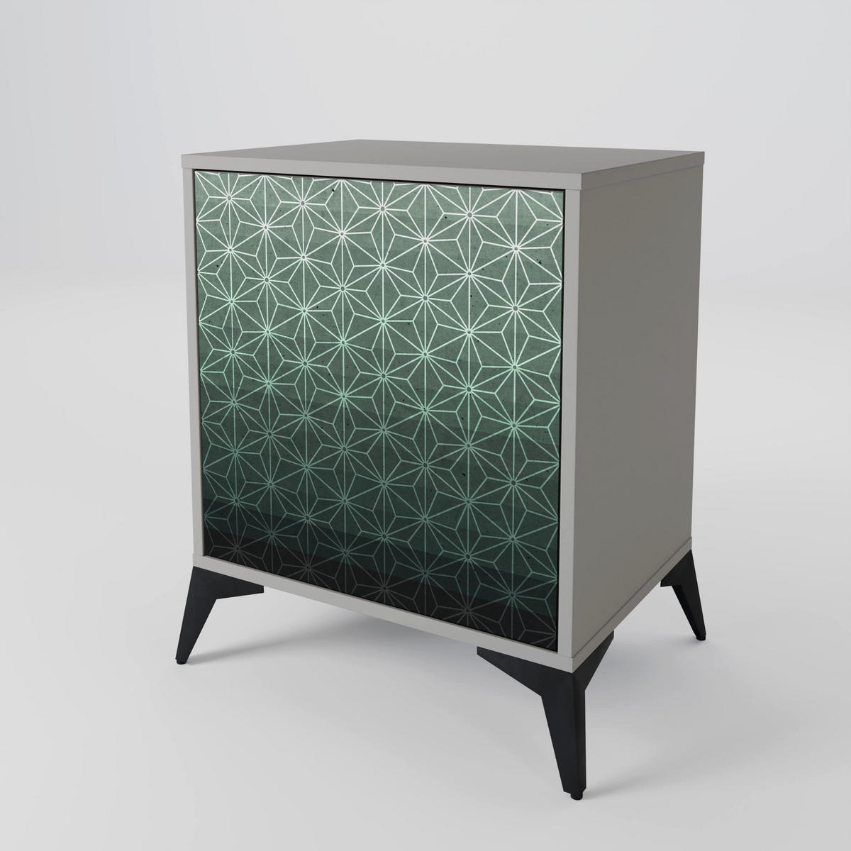 SIDEBOARD ORNAMENTAL GLIMMER, Grau, 57,5x42x77,5 cm, Schräge Buchenholzfüße - Buchefarben/Multicolor, Holzwerkstoff/Buchenholz (57.5/77.5/42cm) - SpaceRebels