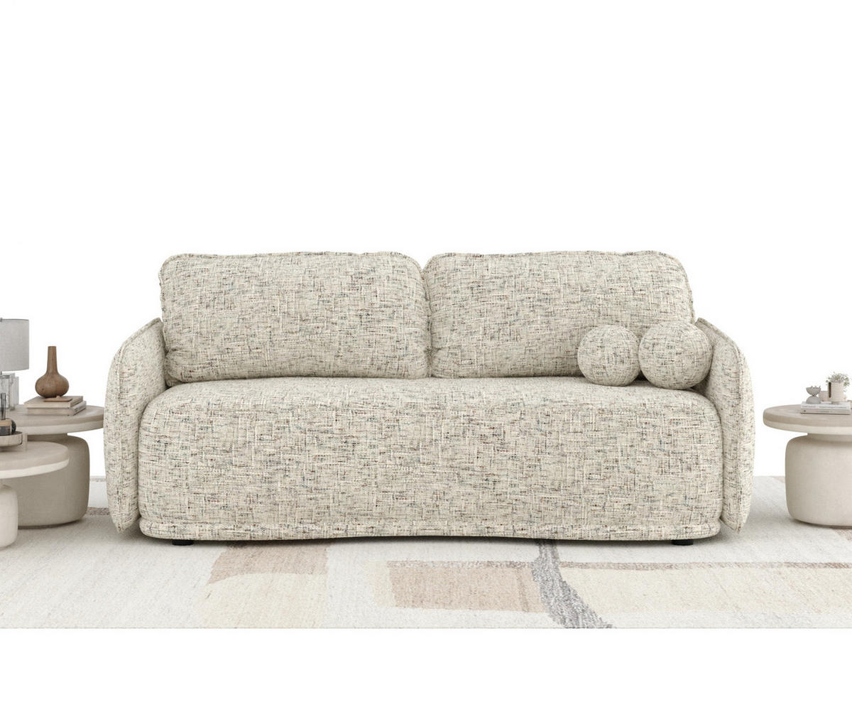 SCHLAFSOFA Mitsis Beige Webstoff - Beige/Schwarz, Holz/Holzwerkstoff (231/93/106cm) - Maison de Reve