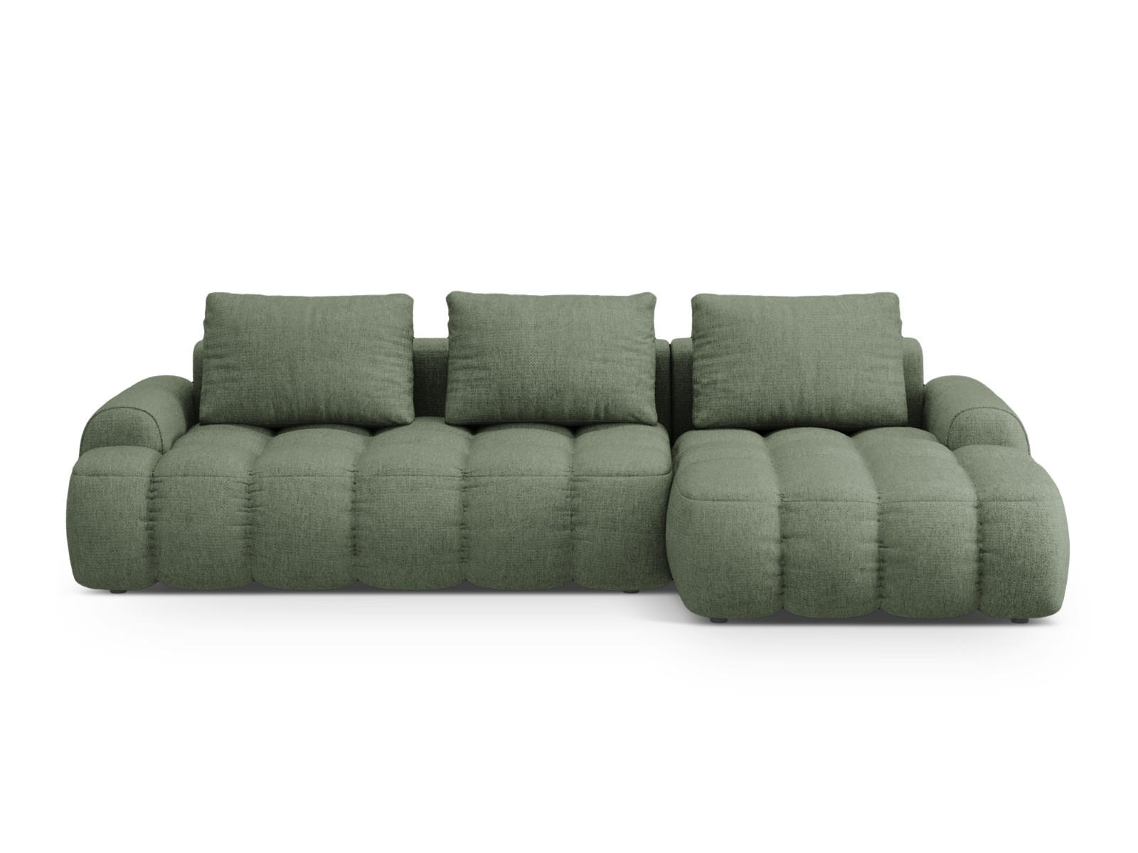 AUSKLAPPBARES-ECKSOFA rechts mit Container Linz aus strukturiertem Stoff dunkles olivgrün 3 Sitzplätze - Dunkelgrün, Textil (142/275cm) - Cosmopolitan Design