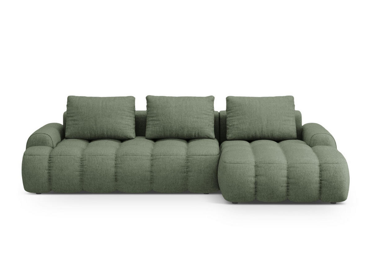 AUSKLAPPBARES-ECKSOFA rechts mit Container Linz aus strukturiertem Stoff dunkles olivgrün 3 Sitzplätze - Dunkelgrün, Textil (142/275cm) - Cosmopolitan Design
