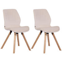 STUHL 2er Set Samt creme - Eukalyptusholzfarben/Creme, Holz/Textil (49/87.5/58cm) - CLP