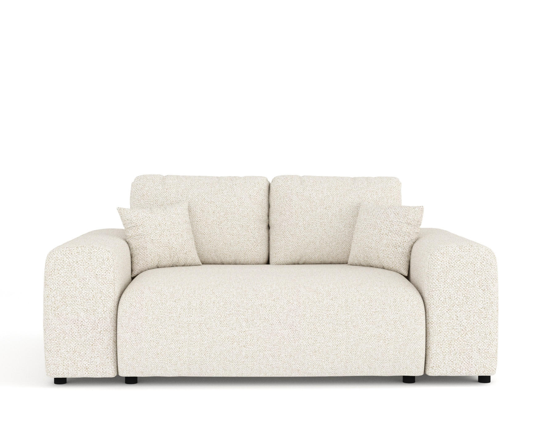 2-SITZER-SOFA Zanzibar Creme Plüschstoff - Creme/Schwarz, Holz/Holzwerkstoff (178/79/108cm) - Maison de Reve