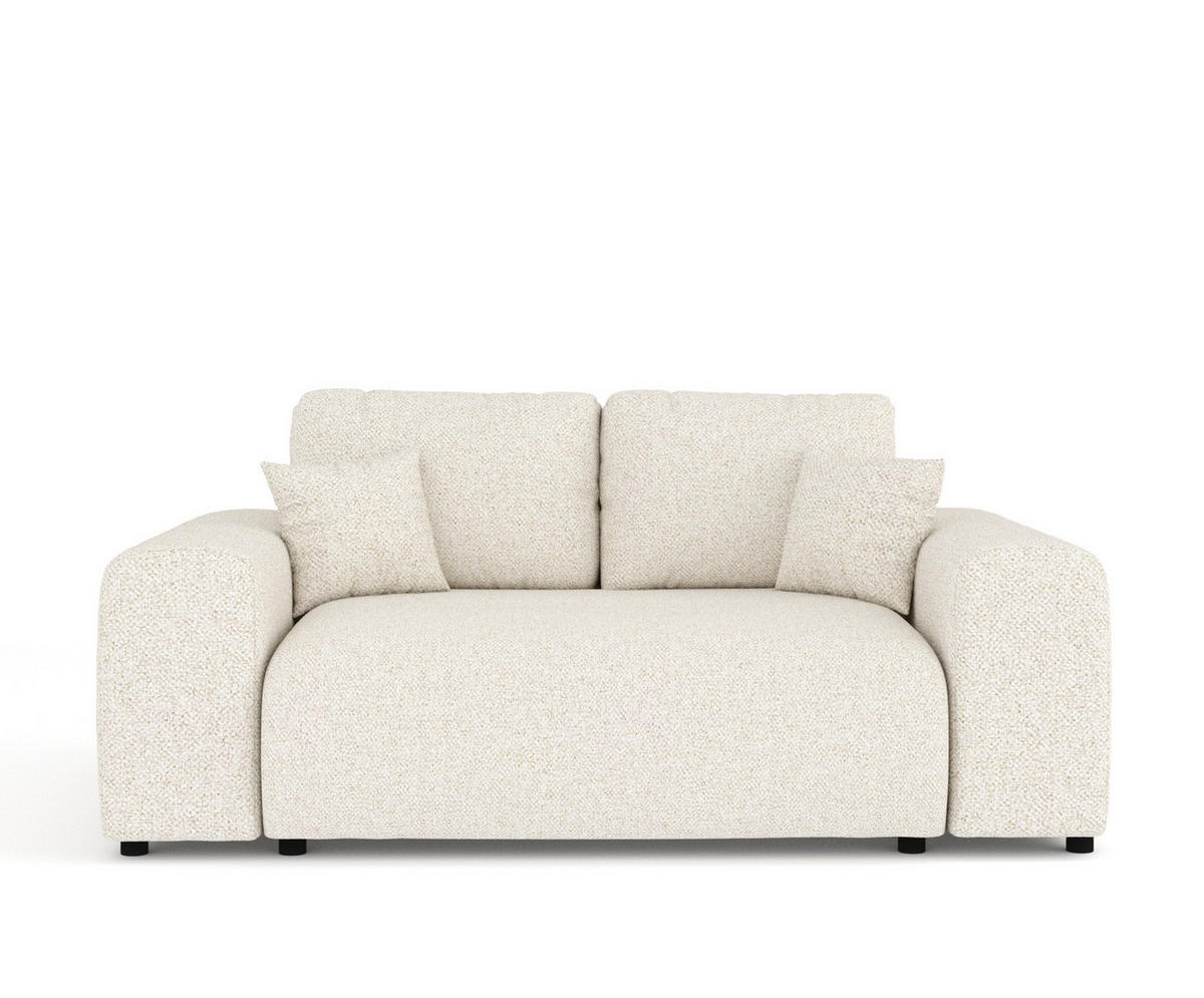 2-SITZER-SOFA Zanzibar Creme Plüschstoff - Creme/Schwarz, Holz/Holzwerkstoff (178/79/108cm) - Maison de Reve