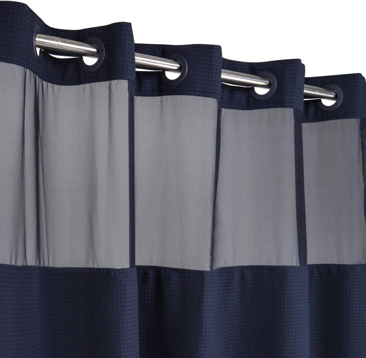 DUSCHVORHANG Waffelstruktur ohne Haken mit Einlage Qualität Stil Marineblau - Blau, Textil (180/180cm) - MCBOSON