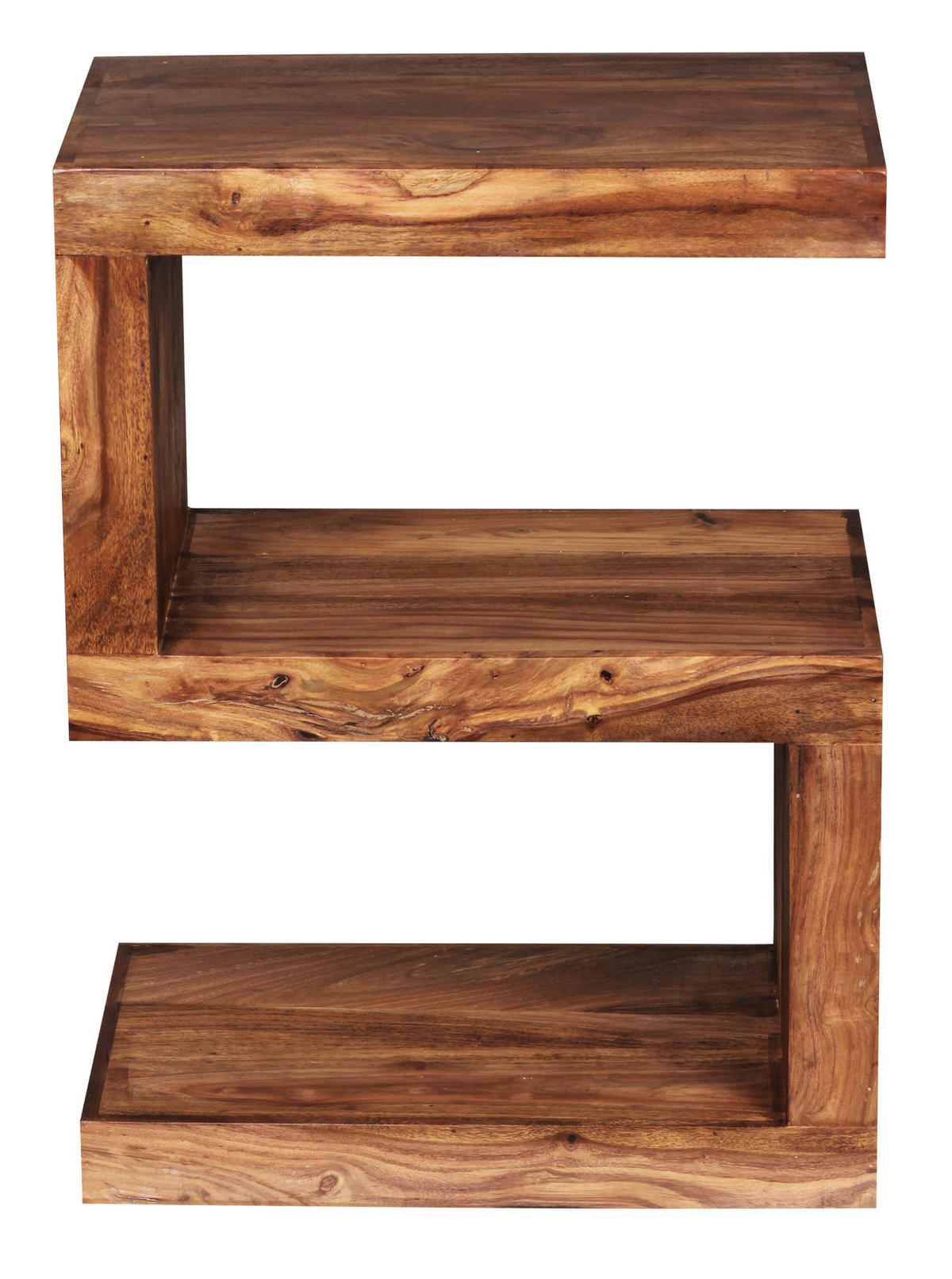 BEISTELLTISCH Massivholz S-Form Handgefertigt, Braun 44x30x60 cm - Braun, Holz (30/44/60cm) - KADIMA DESIGN