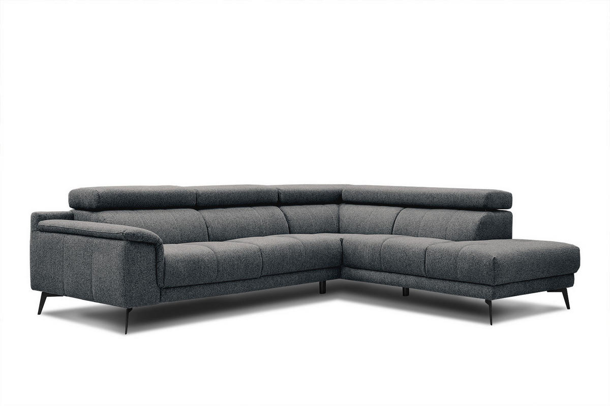 ECKSOFA FIERO 5-Sitzer, dunkelgrau - Dunkelgrau/Schwarz, Holzwerkstoff/Textil (290/228cm) - Courtois Laville