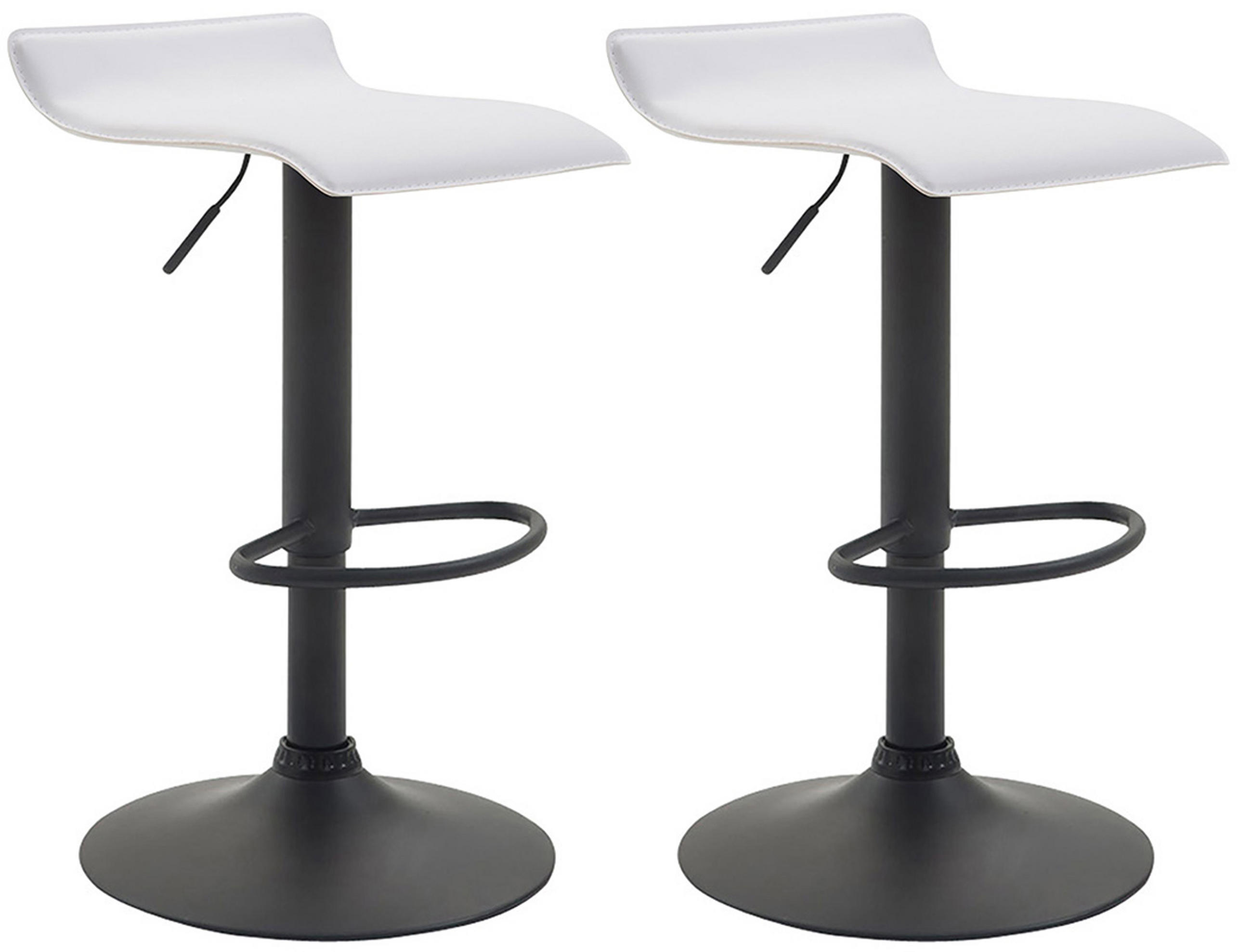 BARHOCKER 2er Set Dynasty Kunstleder schwarz weiß - Chromfarben/Weiß, Kunststoff/Metall (36/84/39cm) - TPFLiving