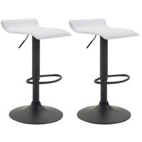 BARHOCKER 2er Set Dynasty Kunstleder schwarz weiß - Chromfarben/Weiß, Kunststoff/Metall (36/84/39cm) - TPFLiving