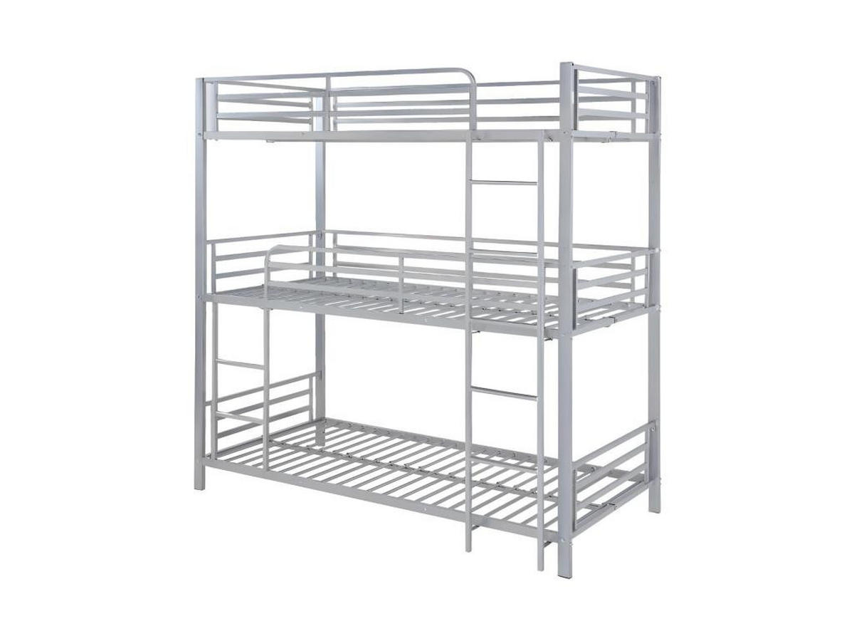 ETAGENBETT - 3 Personen - 3 x 90 x 190 cm - Metall - Silberfarben - ELOUAN III - Silberfarben, Metall - Vente-Unique