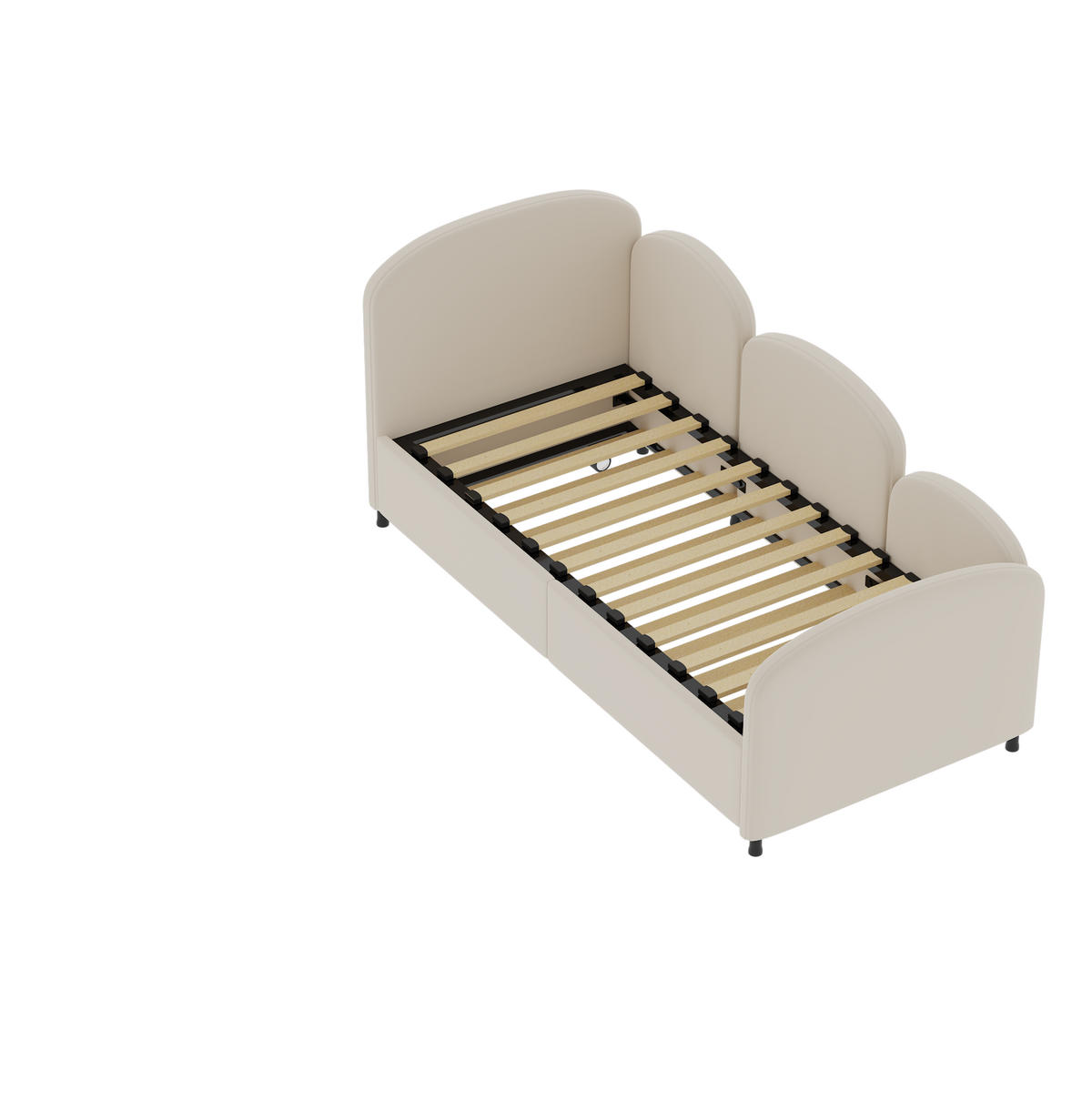 POLSTERBETT 90/200 cm in Beige aus Samt mit Schublade und Blumenform - Beige, Textil (90/200cm) - Flora Grace