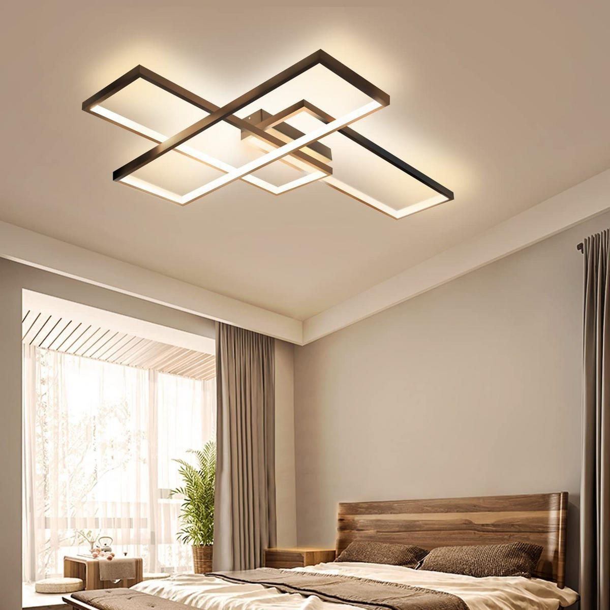 LED-DECKENLEUCHTE Berthold 67/47/9.7 cm - Schwarz, Metall (67/47/9.7cm) - Nettlife