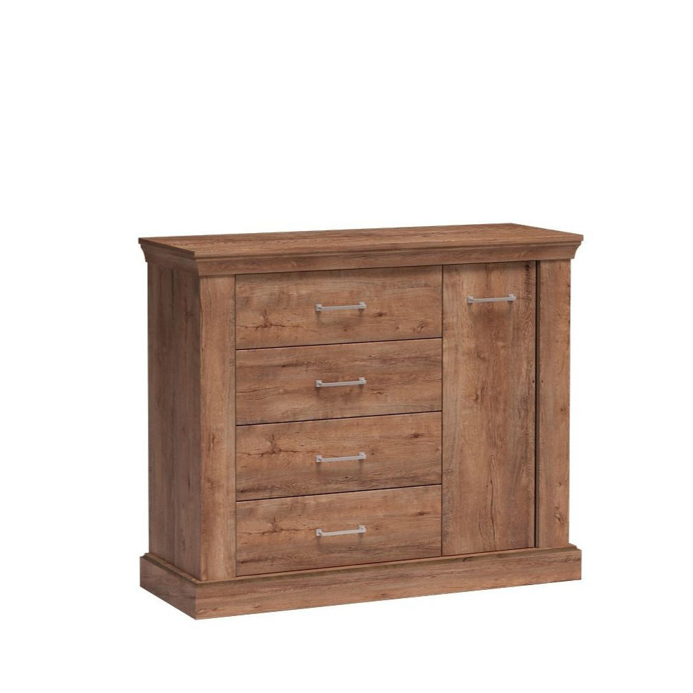 KOMMODE DESIO 114/95,5/42cm mit 4 Schubladen 1 Türen Braun - Braun, Holzwerkstoff (114/95.5/42cm) - MASSENO