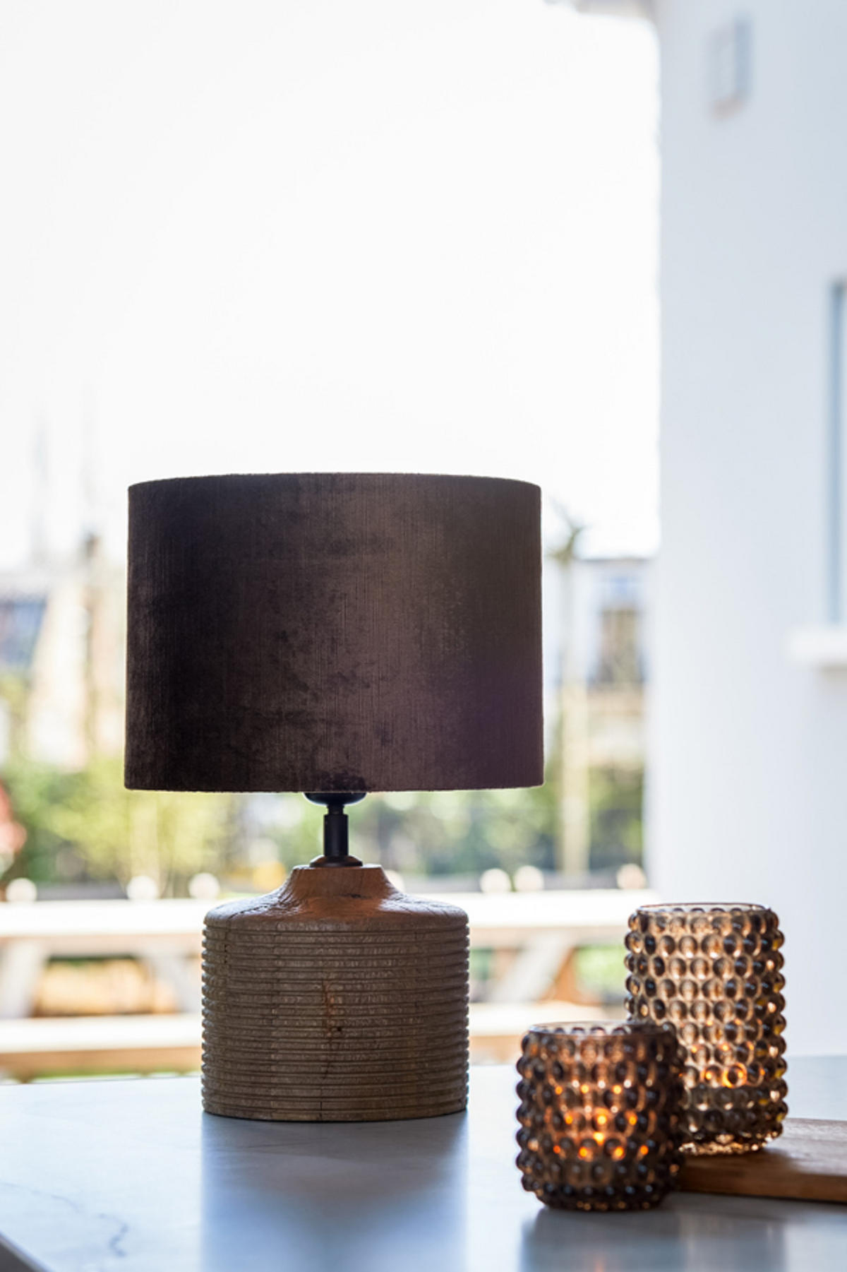 LAMPENSCHIRM Edelstein Braun Ø25/18 cm - Dunkelbraun, Textil (25/25/18cm) - Light & Living