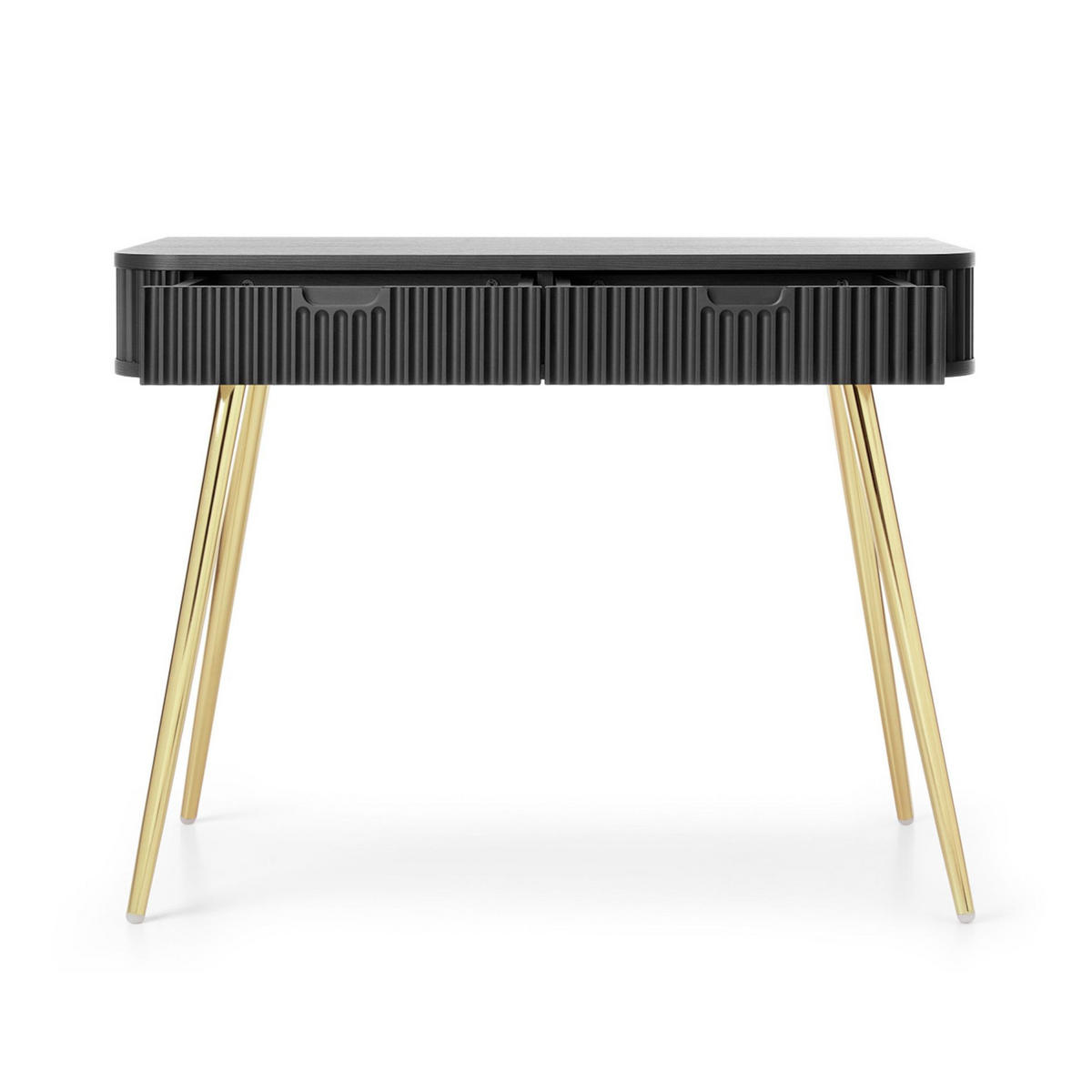 SCHMINKTISCH Zova Schwarz mit goldenen Beinen 110 cm - Goldfarben/Schwarz, Holzwerkstoff/Metall (49/103/80cm) - Selsey