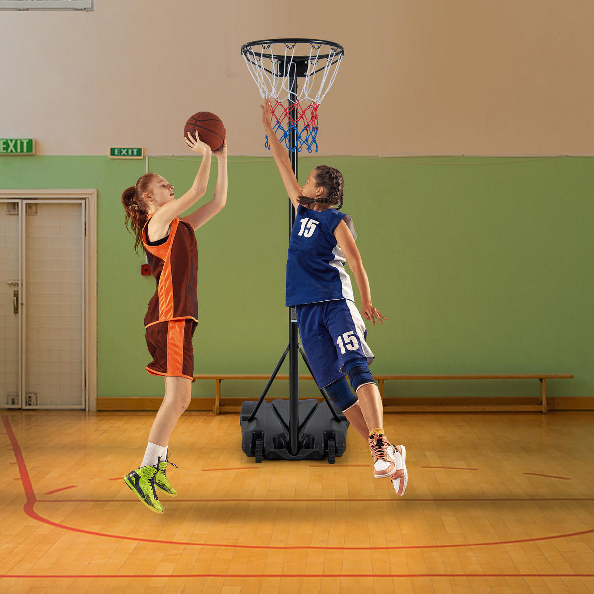 BASKETBALLKORBSTäNDER Schwarz - Schwarz, Metall (55/74cm) - COSTWAY