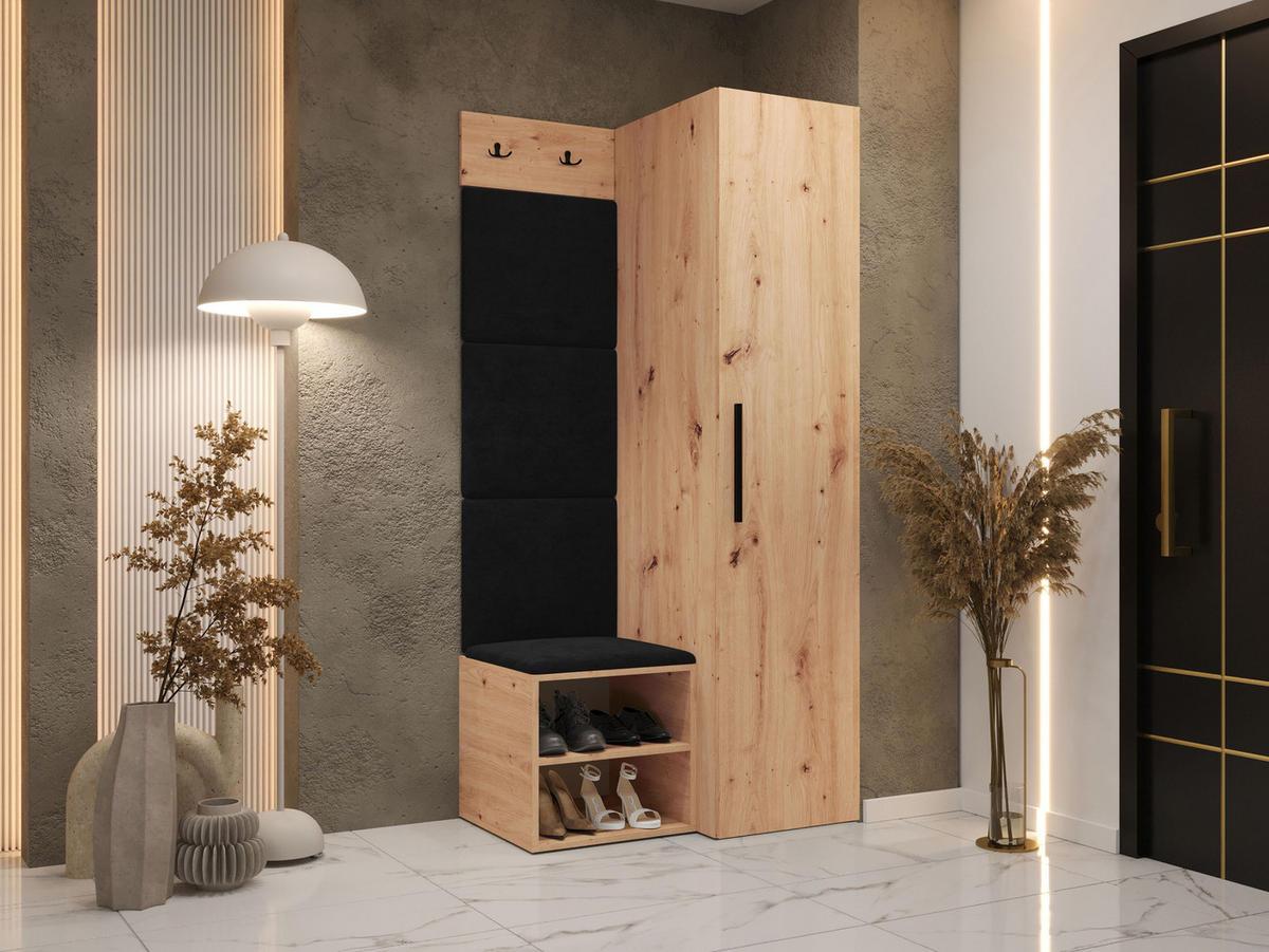 GARDEROBEN-SET Medi III - Anthrazit/Schwarz, Holzwerkstoff/Kunststoff (40/191/50cm) - MIRJAN24