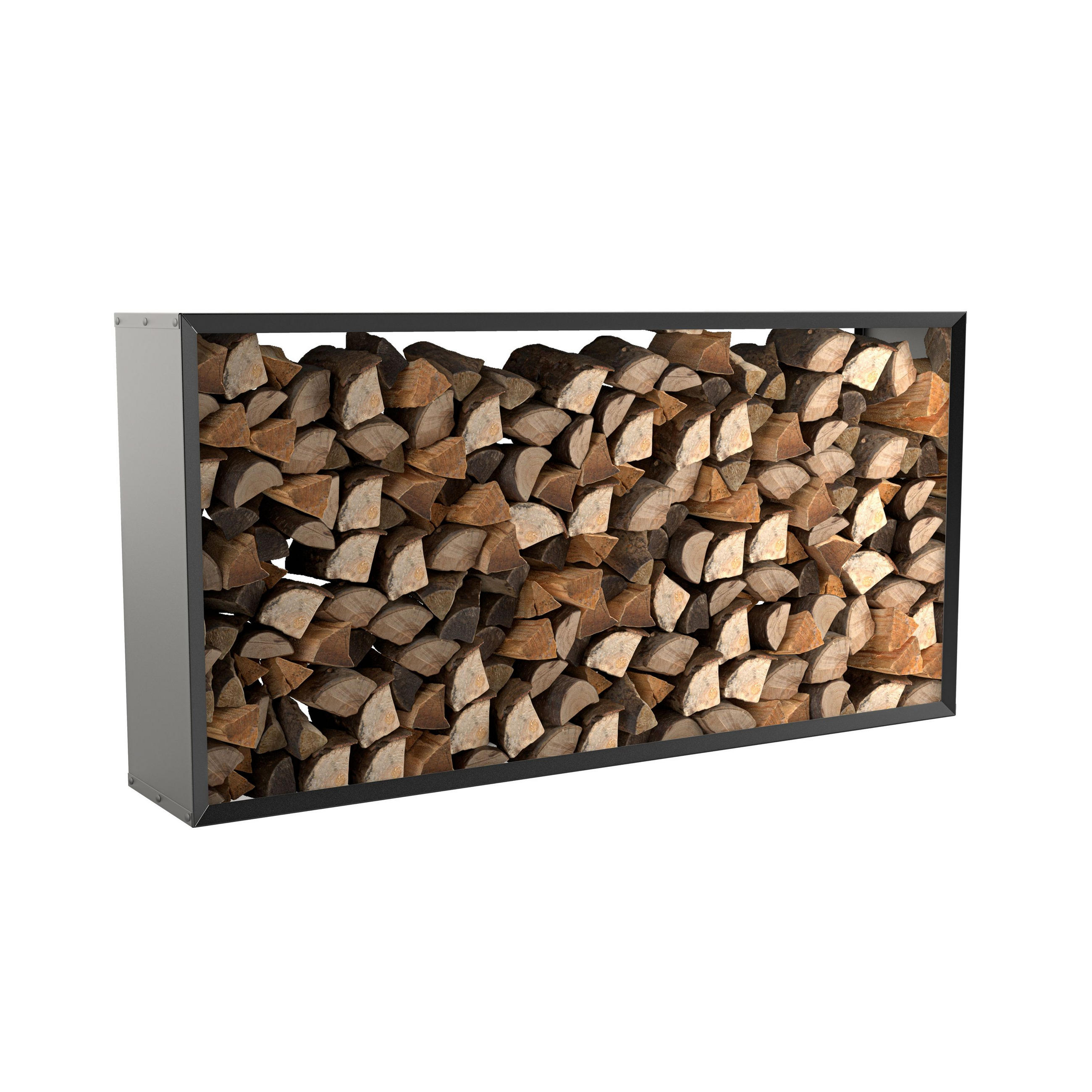 BRENNHOLZREGALWOOKER wide Kaminholzregal Holzlagersystem Schwarz 199 x 99 cm - Schwarz, Metall (199/99/99cm) - Alberts