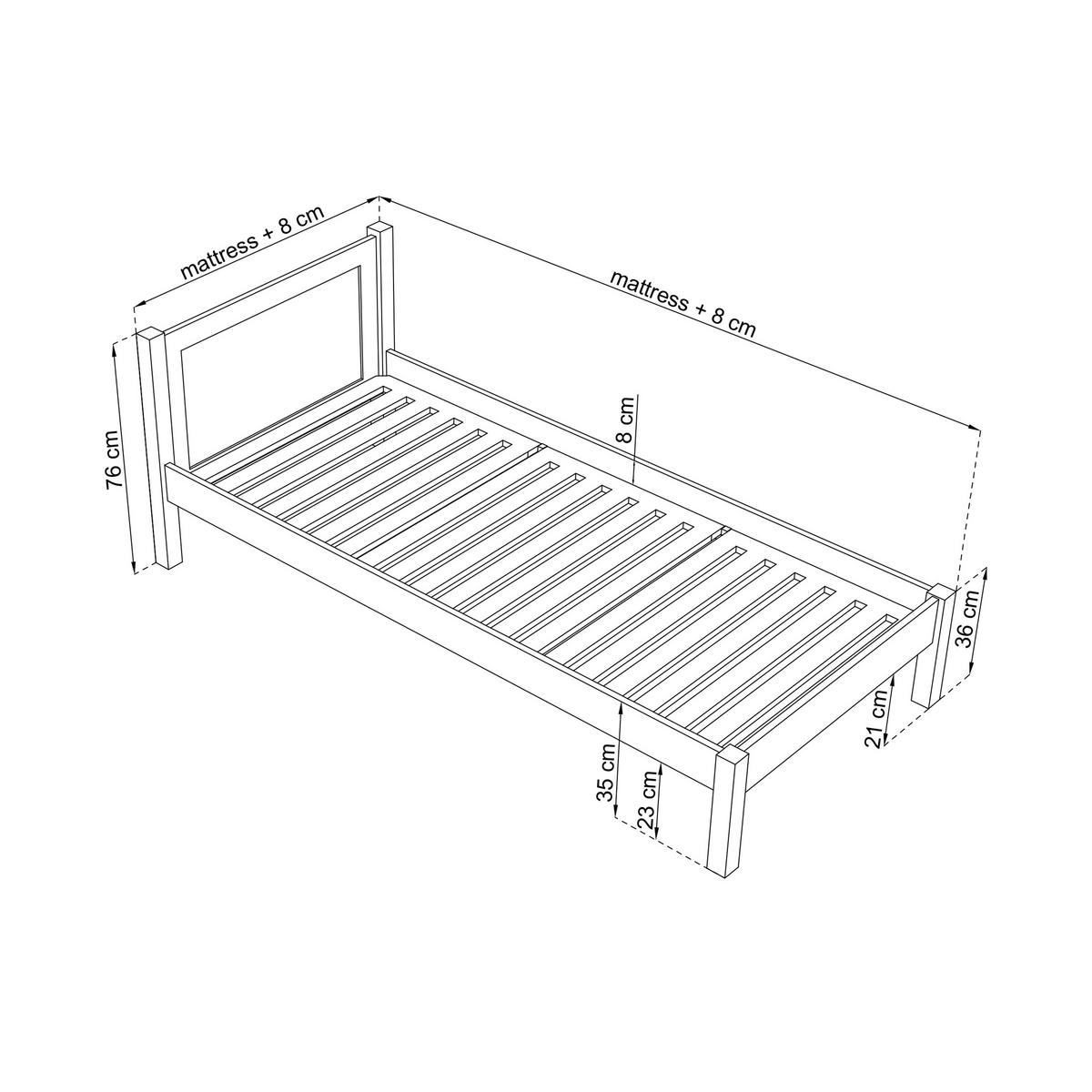BETT N02 Weiß 80/190 - Weiß, Naturmaterialien/Holz (80/190cm) - N-Wood