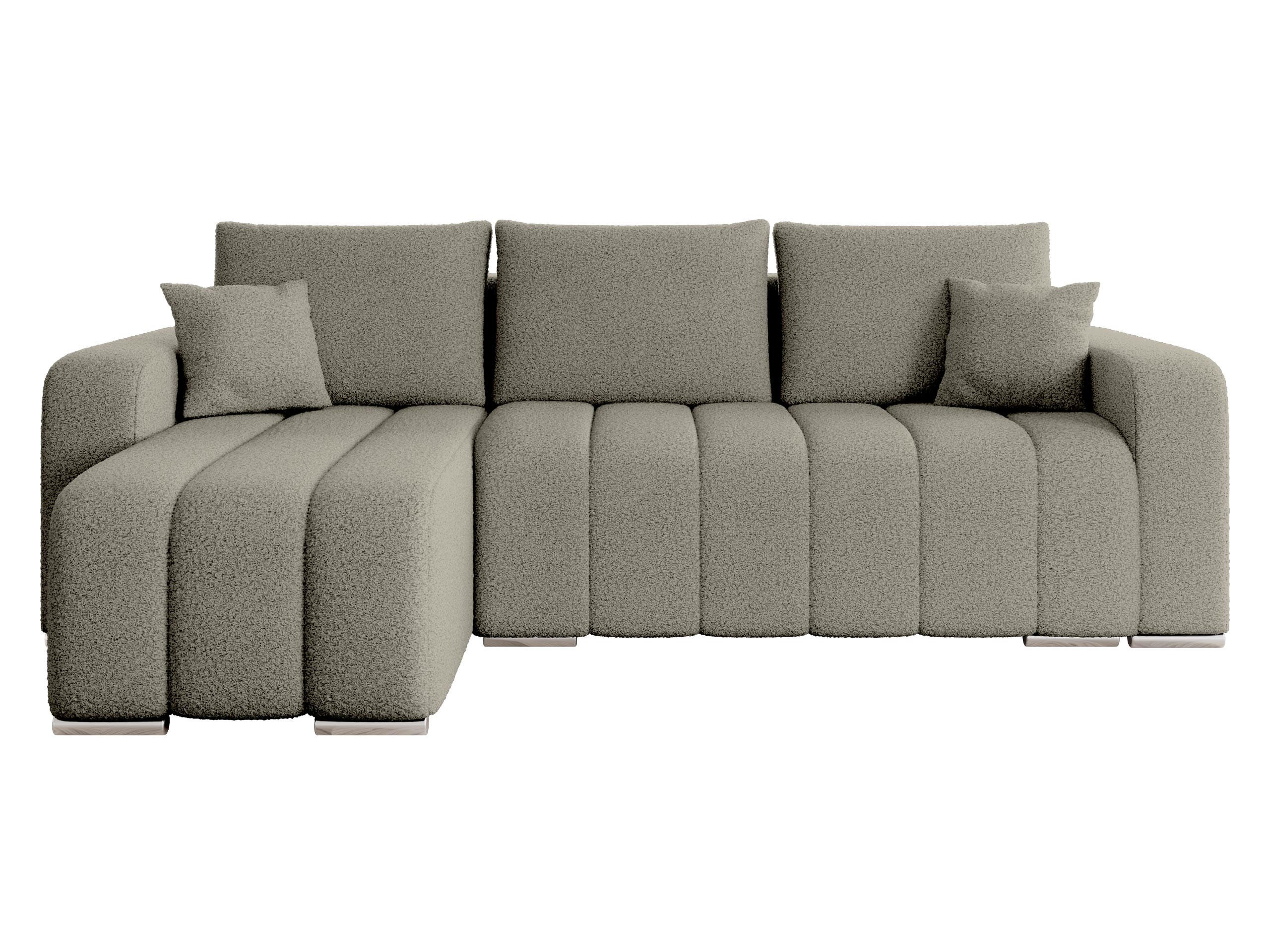 ECKSOFA Pufetto Boucle - Greige/Silberfarben, Holz/Textil (244/147cm) - MIRJAN24