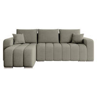ECKSOFA Pufetto Boucle - Greige/Silberfarben, Holz/Textil (244/147cm) - MIRJAN24