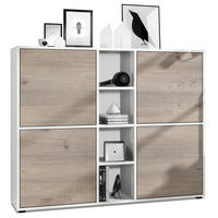 HIGHBOARD Cuba Türen in Eiche Nordic - Silbereichenfarben, Holzwerkstoff (130.5/105.5/35.5cm) - Vladon