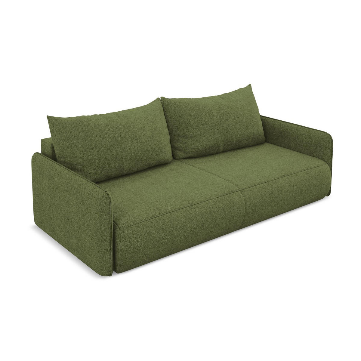 3-SITZER SOFA mit Schlaffunktion Chenille Stoff Grün - Dunkelgrün/Schwarz, Kunststoff/Textil (216/86/105cm) - LaMiaSofa
