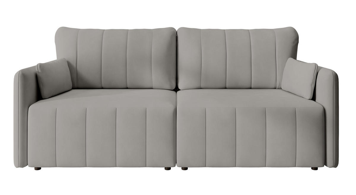 SCHLAFSOFA Pierra Hellgrau hydrophober Samt - Hellgrau/Schwarz, Kunststoff/Textil (215/100/112cm) - Selsey