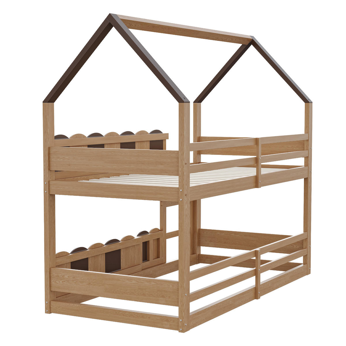 ETAGENBETT 90/200 cm in Natur mit Hausdesign - Naturfarben, Holz/Holzwerkstoff (90/200cm) - WISHDOR