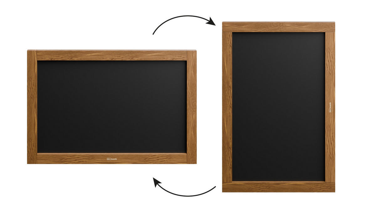 SCHWARZE magnetische Kreidetafel mit Holzrahmen 60x40cm - Braun, Holz (60/40/2cm) - ALLboards