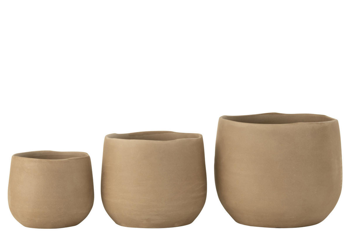 BLUMENTOPF EINFARBIG - Töpferei - Beige - L - Ø 21 cm - Beige, Keramik (21/18cm) - J-Line