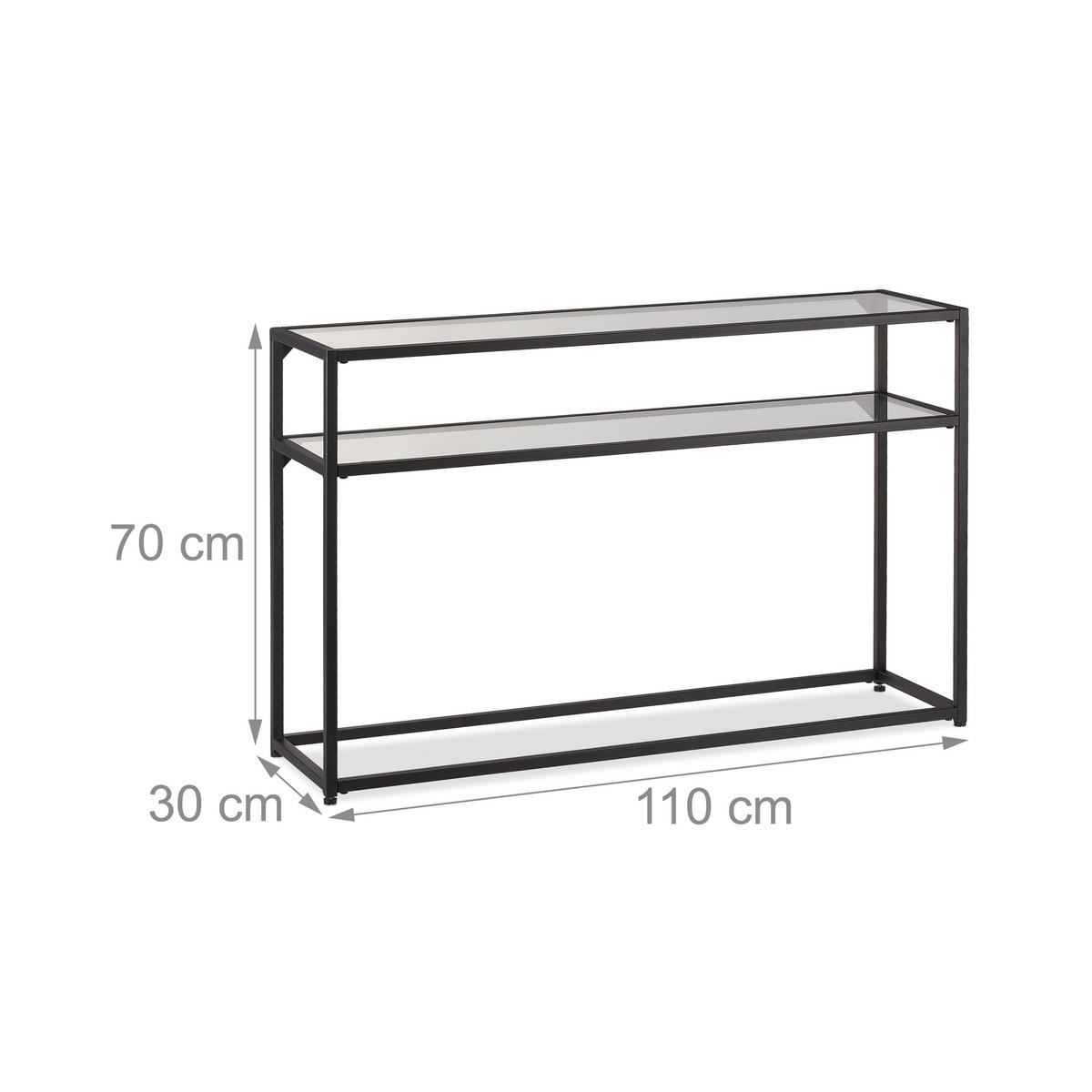 KONSOLENTISCH - Multicolor, Glas/Metall (30/110/70cm) - Relaxdays