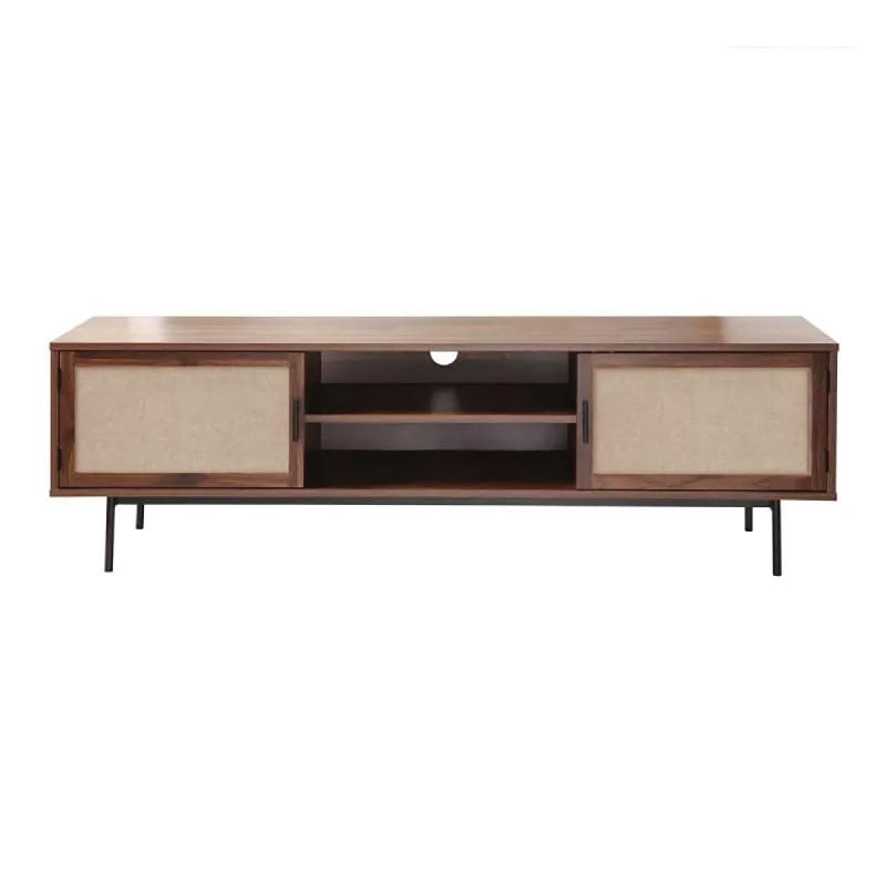 TV-MÖBEL in walnussdekor mit fronten aus stoff jetson 140/39,5/45 cm - Nussbaumfarben, Holzwerkstoff (140/45/39.5cm) - Calicosy