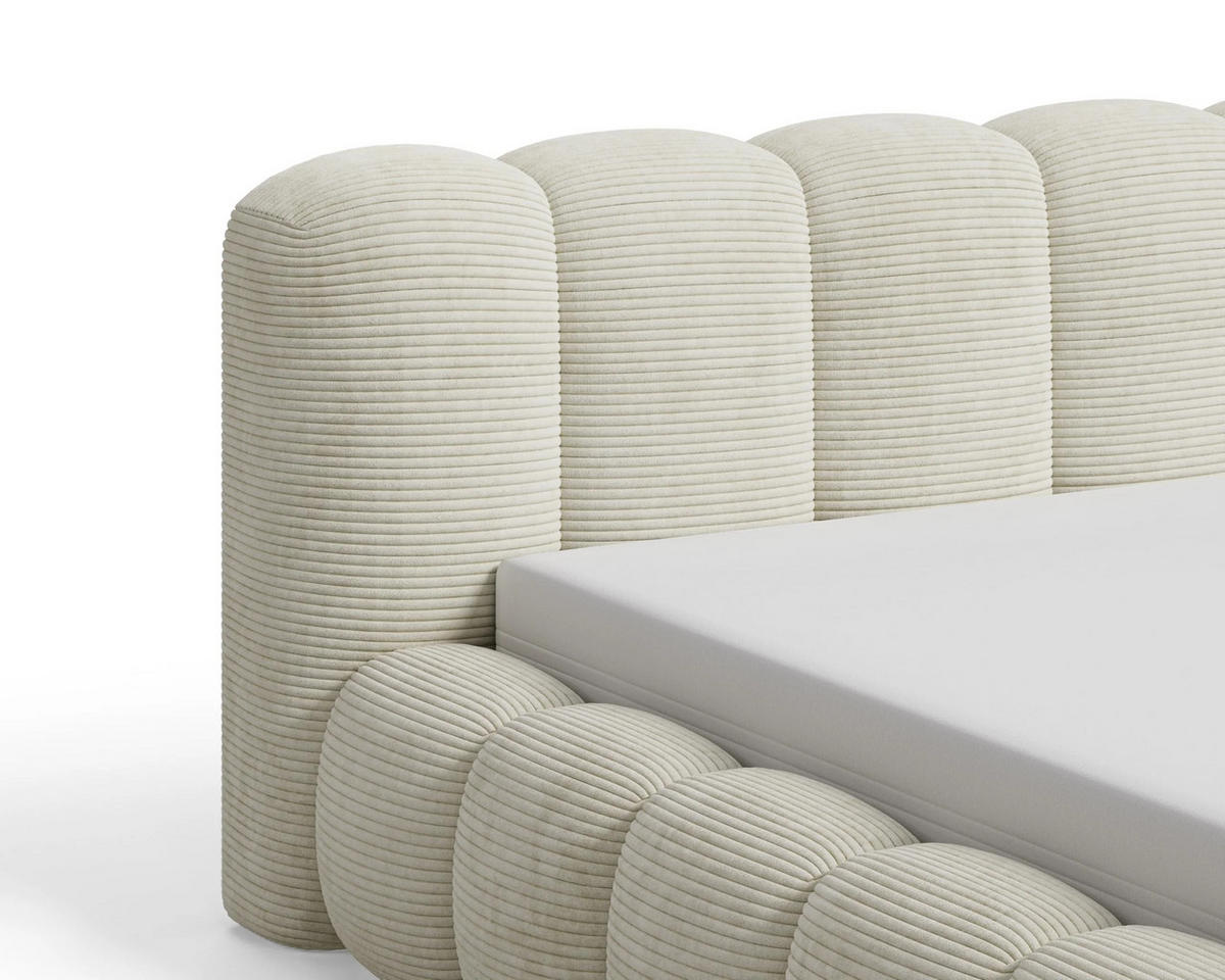POLSTERBETT Stone 140x200 cm mit Bettkasten, Lattenrost und Kopfteil - Holzrahmen, Cord Beige - Beige, Holz (140/200cm) - Chilly