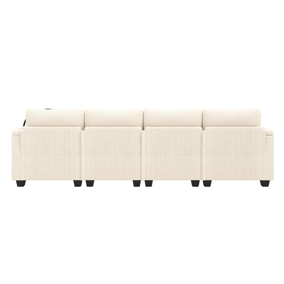 ECKSOFA 275.5/139/87 cm Beige mit Schlaffunktion, Handyhalter und USB-Ladeanschluss - Beige, Textil (275.5/139cm) - Oxeza