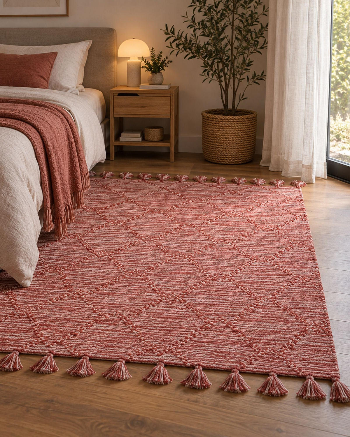 KURZFLOR-TEPPICH Nigde 230/160 cm - Rot, Textil (160/230cm) - Beliani