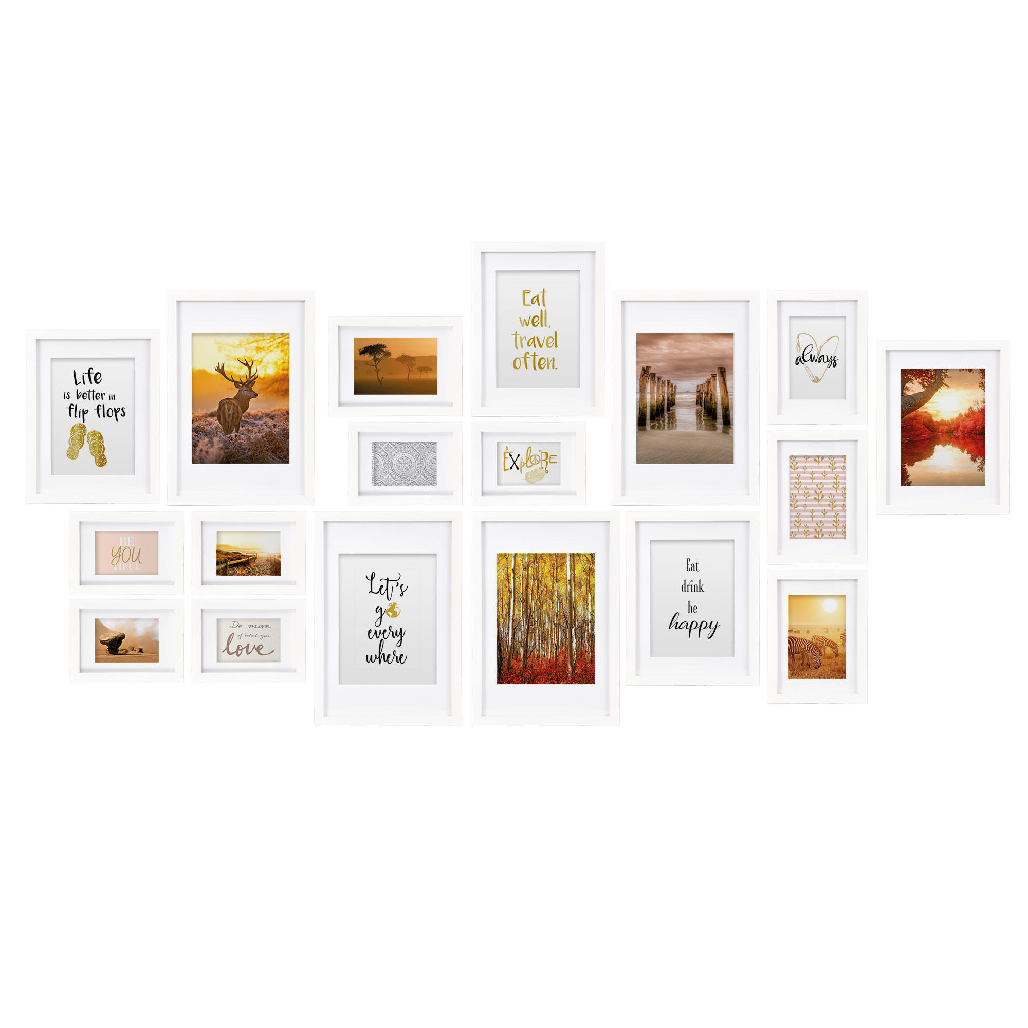 BILDERRAHMEN Passion MDF Weiß (18tlg) - Weiß, Holzwerkstoff (24/27/36cm) - BoMoe