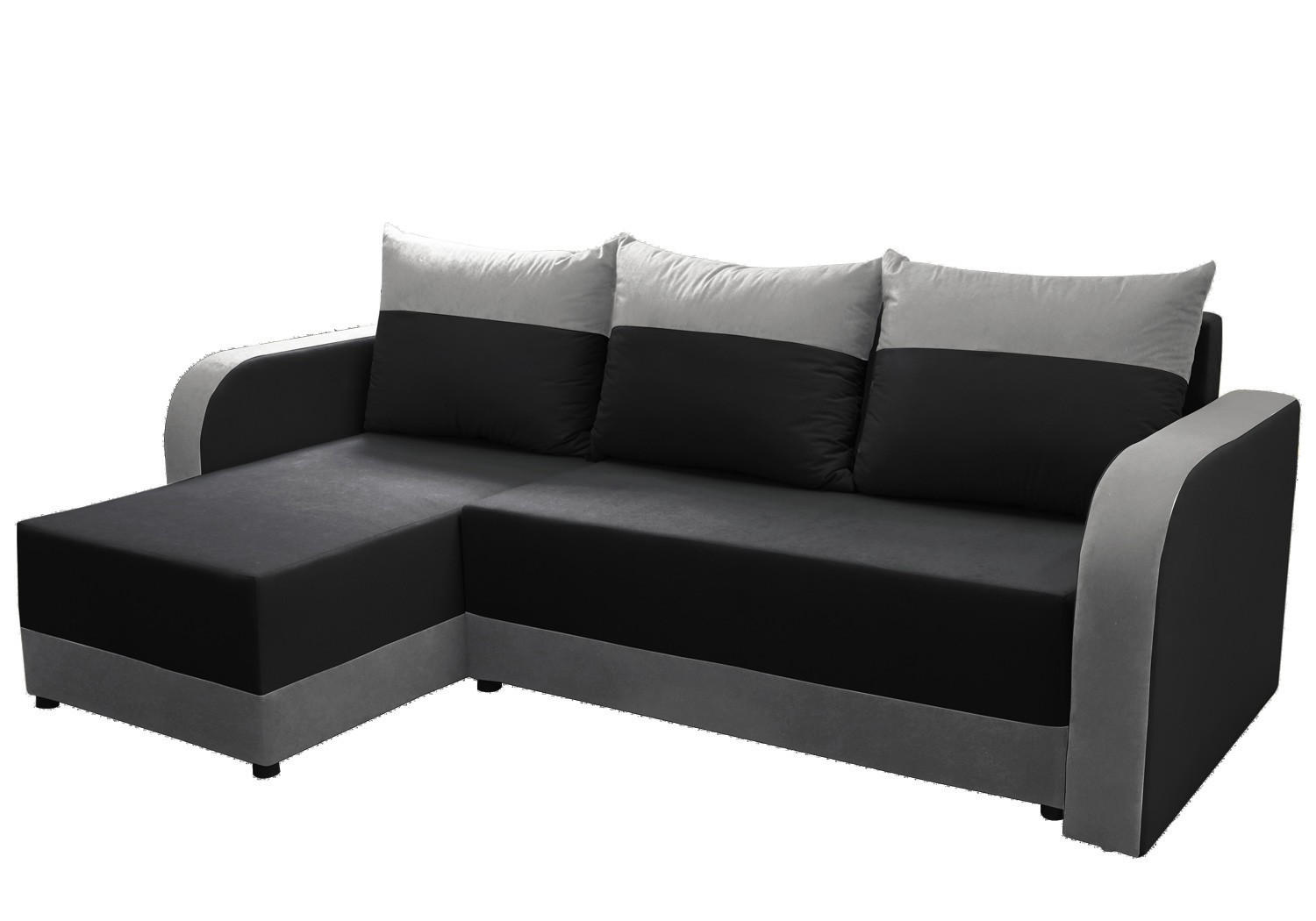 ECKSOFA Hawana Schwarz/Grau Alova 14+15 - Schwarz/Grau, Naturmaterialien (280/138cm) - imoebel24