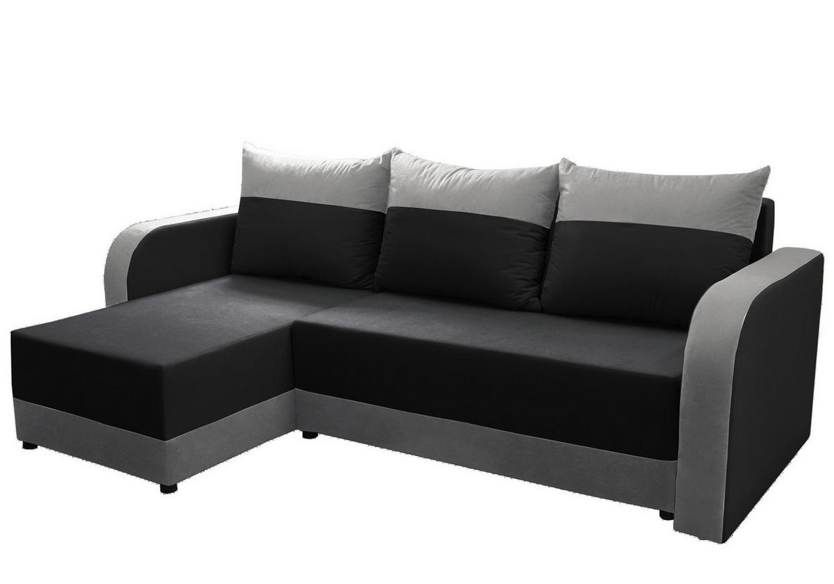 ECKSOFA Hawana Schwarz/Grau Alova 14+15 - Schwarz/Grau, Naturmaterialien (280/138cm) - imoebel24