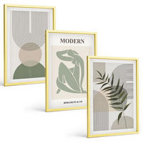 BILDER SET 3er Set - 40x60 cm Goldrahmen - Stilvolle Pflanzengrafiken - Goldfarben, Kunststoff (40/60cm) - TULUP