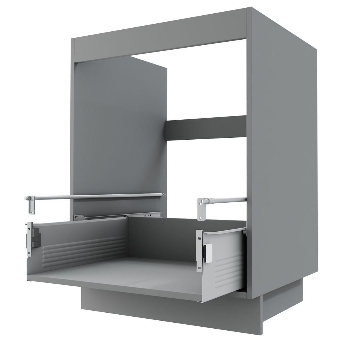 SPÜLENUNTERSCHRANK Bari D1Z/80 Grau / RAL 7040 fenstergrau 80 / 50 / 82cm Blum Teilauszug - Grau, Holz/Holzwerkstoff (80/82/50cm) - Feldmann-Wohnen