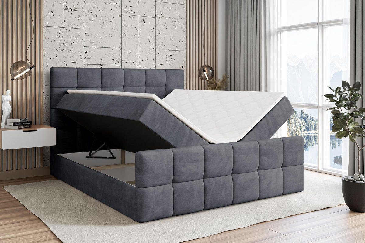BOXBETT BRUGO-Z - 120 x 200 - H4 - Dunkelgrau - Dunkelgrau, Holzwerkstoff (120/200cm) - ALTDECOR