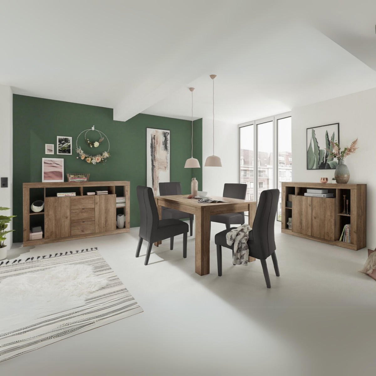 SIDEBOARD mit 2 Türen und 3 Schubladen L172 cm - Rimini - Eiche Artisan, Holzwerkstoff (40/102/172cm) - Calicosy